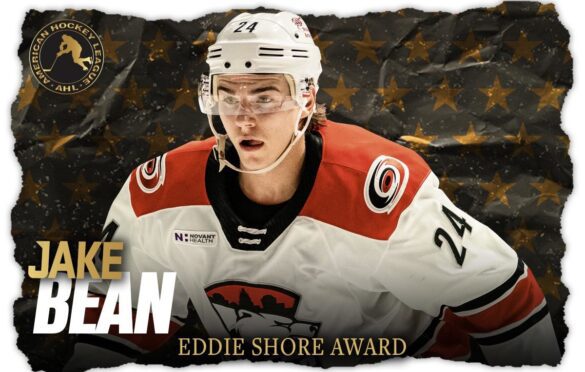 CHAIMOVITCH: CHARLOTTE CHECKERS’ JAKE BEAN VOTED WINNER OF EDDIE SHORE AWARD AS AHL’S OUTSTANDING DEFENSEMAN