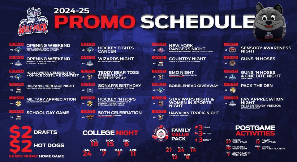 WOLF PACK PROMO SCHEDULE